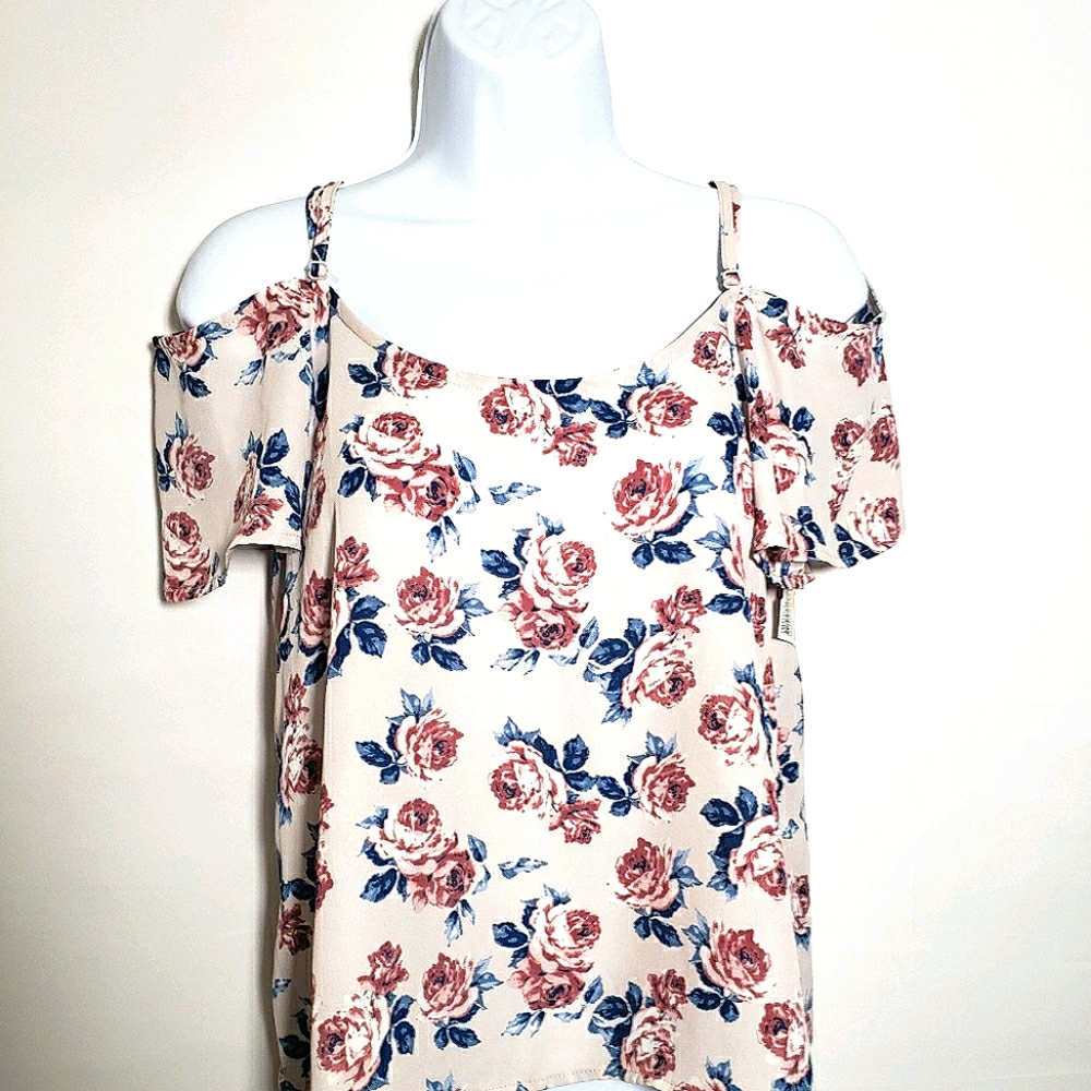 Floral Off the Shoulder Cold Shoulder Top Size Med